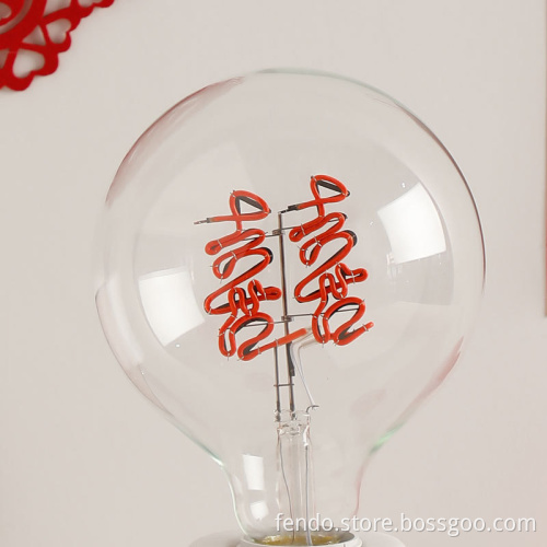 220V Dimmable Soft Spiral LED Filament Bulb G125 Vintage Love Heart